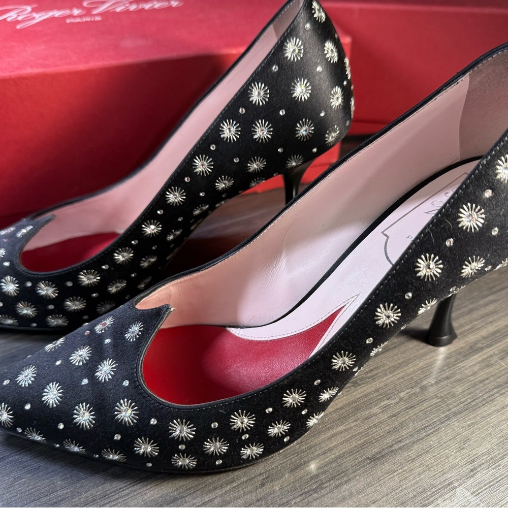 Roger Vivier - I Love Vivier Black and White Swarovski Crystal-Studded Heels -